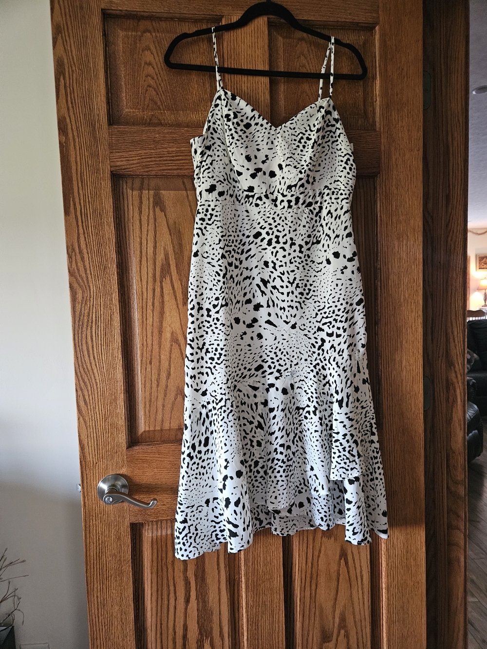 Gilli Black and White Spotted Midi Slip Dress